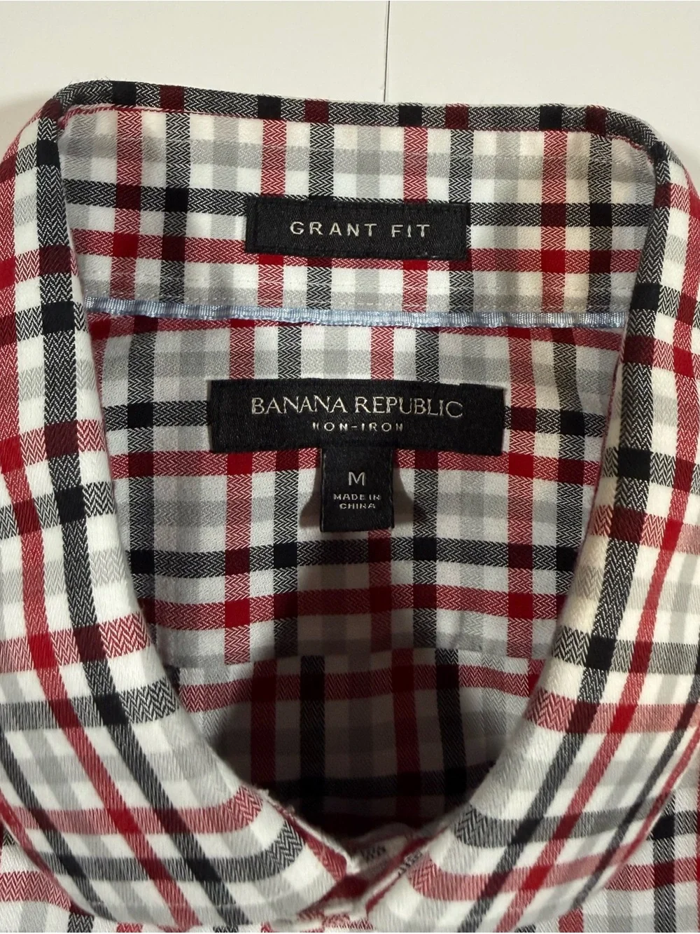 Banana Republic Grant Fit No-Iron Plaid Cotton Dress Shirt sz M: 15-15 1/2 32/33